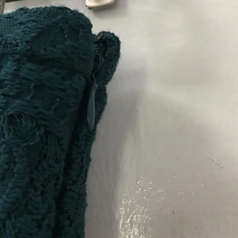 Anthropologie Teal Lace Asymmetrical Hem Skirt